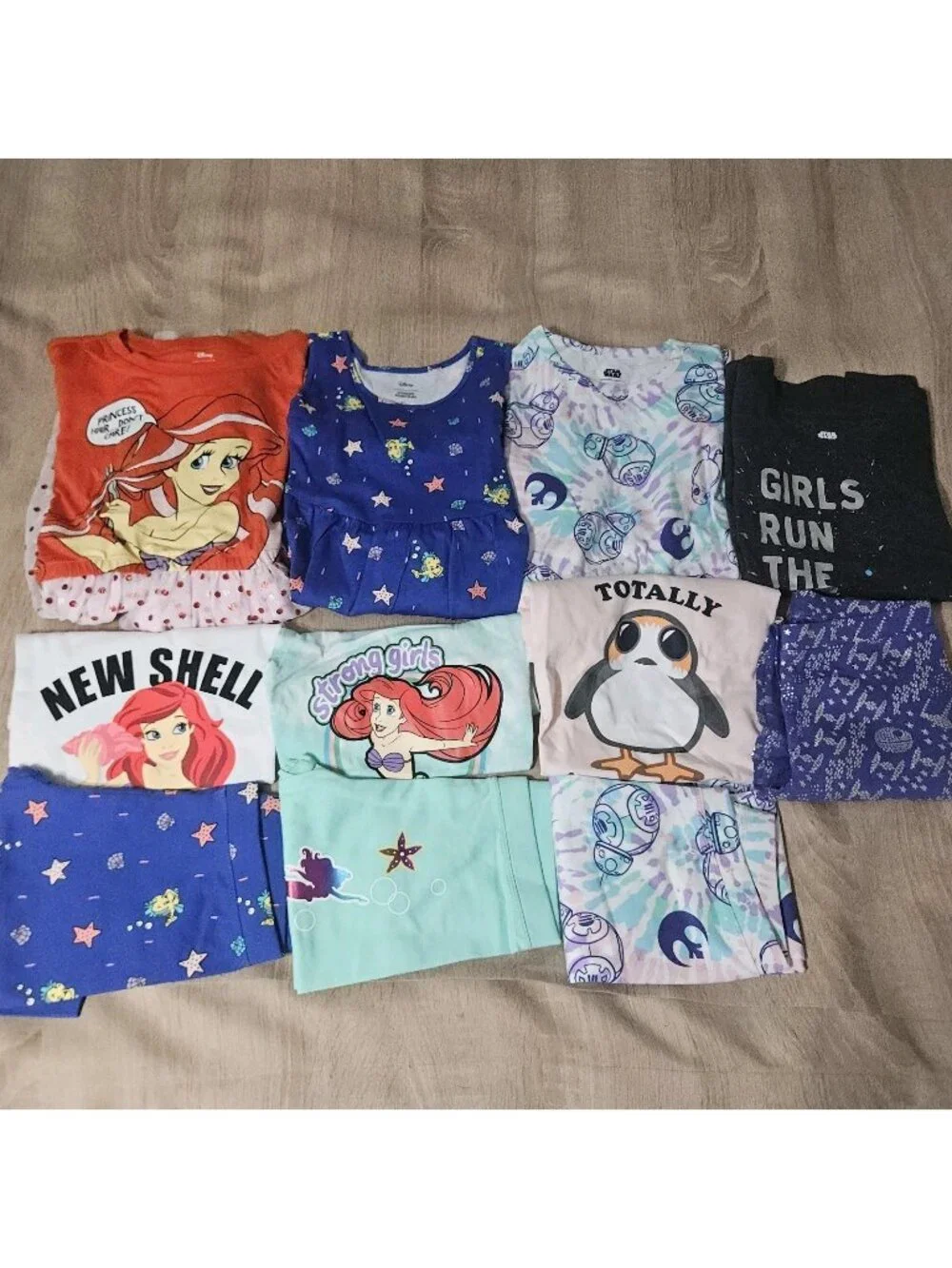 Girls Size M 8 Years Ariel Star Wars Tshirts Dresses Leggings Nwot School